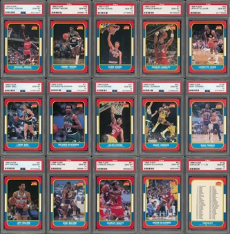 1986/87 Fleer Basketball PSA MINT 9 and PSA GEM MT 10 Complete Set (132) Including #57 Michael Jordan Rookie Card PSA GEM MT 10 Example! 